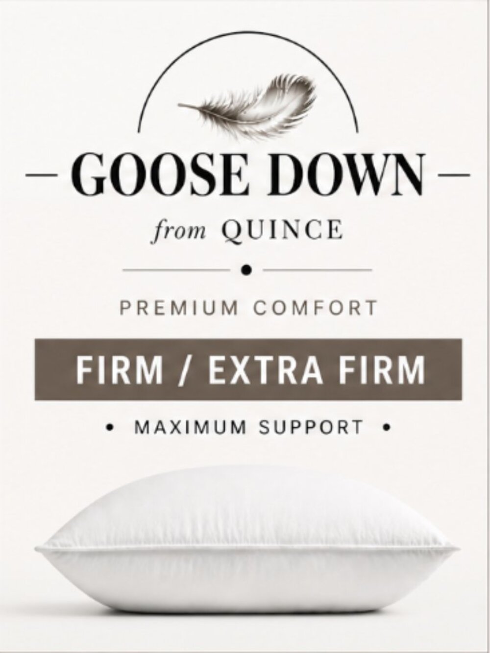 NWOT Quince King Luxe Goose Down Pillow Firm/Extra Firm White Premium Down